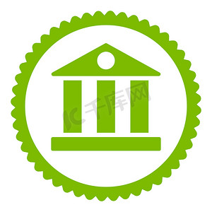 银行平面生态绿色圆形邮票图标