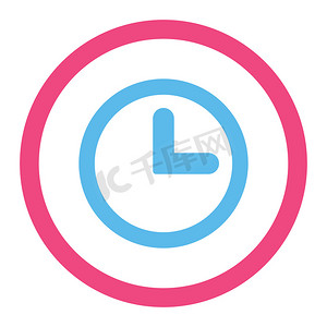 时钟平面粉色和蓝色圆形光栅图标