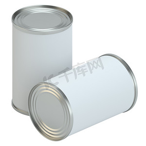 白色空白金属锡罐。