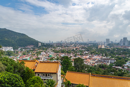 从升旗山俯瞰马来西亚槟城的乔治市