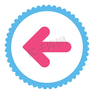 箭头左平粉色和蓝色圆形邮票图标