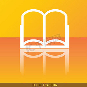 打开书本图标符号平现代网页设计与反射和空间为您的文本。 