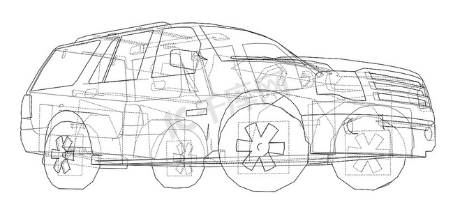 suv汽车背景摄影照片_汽车 SUV 绘图轮廓