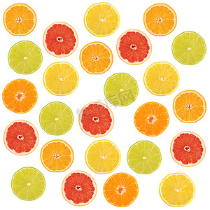 各种柑橘类水果特写