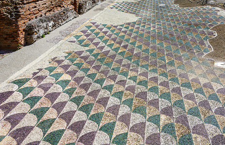 拉卡拉摄影照片_R 的罗马卡拉卡拉温泉浴场的装饰马赛克地板