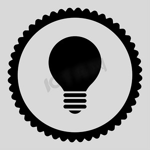 电灯泡扁平黑色圆形邮票图标