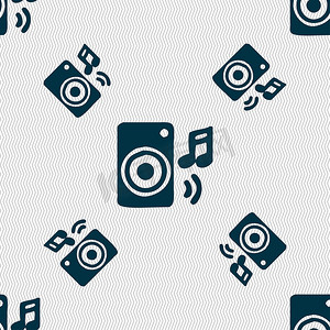 音乐波浪摄影照片_音乐专栏，迪斯科，音乐，旋律，扬声器图标标志。