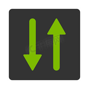 箭头交换垂直平面生态绿色和灰色圆形按钮