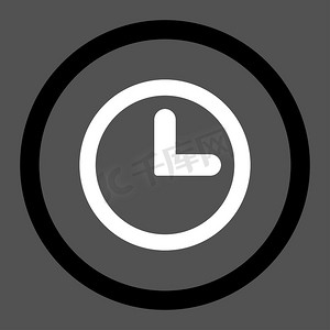 时钟平面黑白颜色圆形光栅图标