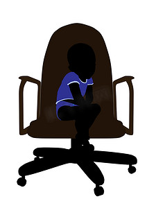 坐在椅子上的男婴插画剪影