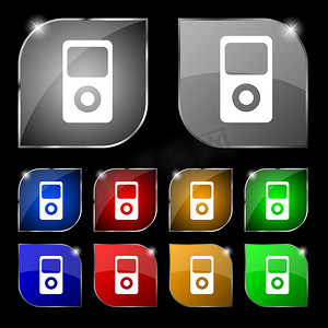ipad小图标摄影照片_便携式音乐播放器图标。