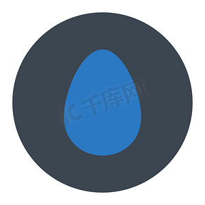 光滑的图标摄影照片_鸡蛋平光滑蓝色圆形按钮
