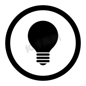电灯泡摄影照片_电灯泡平面黑色圆形光栅图标
