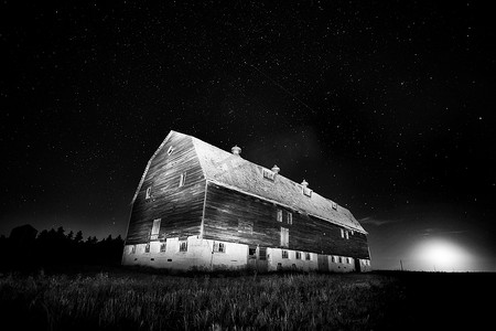 星际星空摄影照片_Night Barn 星轨