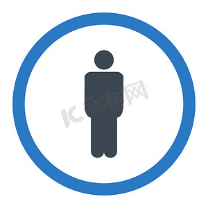 用户图标扁平摄影照片_男人扁平光滑的蓝色圆形光栅图标