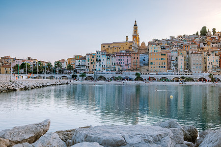 Menton France,Cote d Azur France, View on old part of Menton, Provence-Alpes-Cote dAzur, 法国