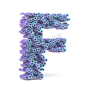 紫色蓝色字体由管 LETTER F 3D 制成