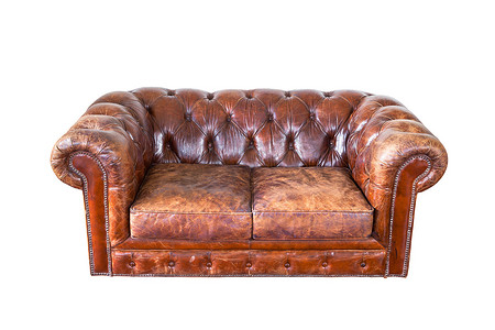 皮沙发摄影照片_复古经典棕色 grunge 皮椅沙发