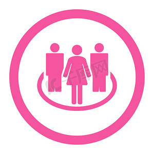 社会扁平粉红色圆形字形图标