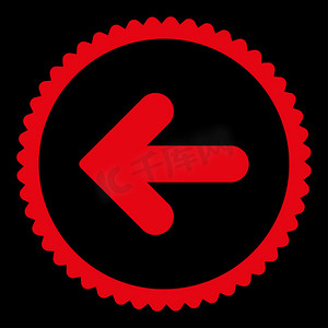 箭头左平红色圆形邮票图标