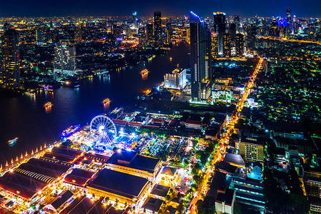 曼谷夜景在泰国。