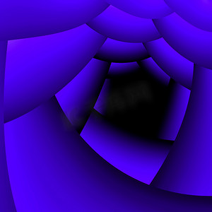 一个抽象的隧道是明亮的深蓝色，光线消失在黑暗中