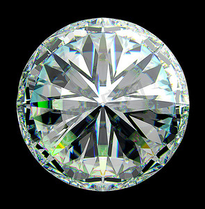 带绿色闪光的圆形钻石的顶视图