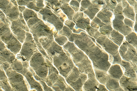 蓝色的斑点摄影照片_水面和水底的太阳反射