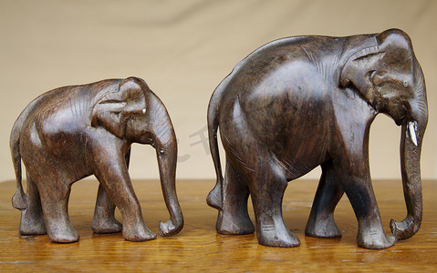 母象和小象深色木头