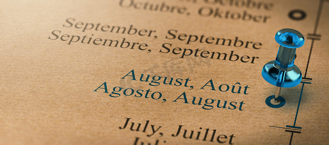 关注八月，一年中的几个月日历