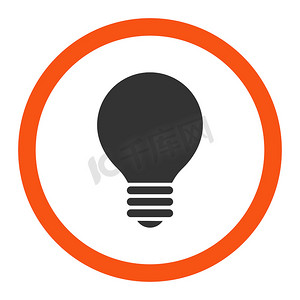 台灯图标摄影照片_电灯泡平面橙色和灰色圆形光栅图标