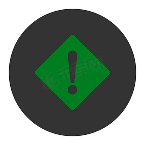绿色菱形摄影照片_错误平面绿色和灰色圆形按钮