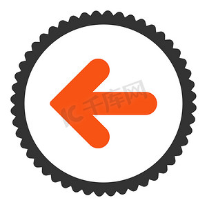 箭头左平橙色和灰色圆形邮票图标