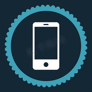 app深蓝色摄影照片_智能手机平面蓝色和白色圆形邮票图标