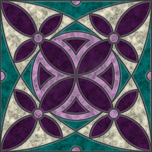 花卉图案的白色、紫色和蓝色大理石瓷砖