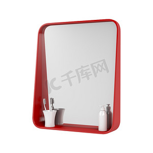红色浴室镜子