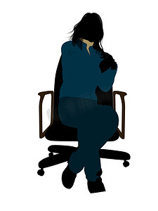 坐在椅子上的休闲女人插画剪影