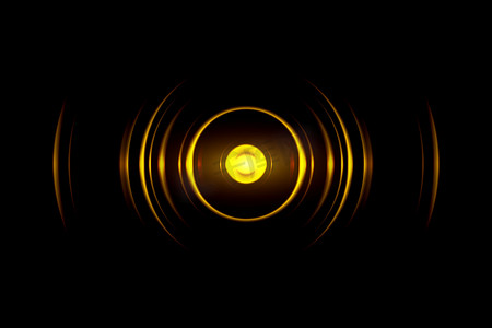 具有声波振荡背景的抽象黄色环