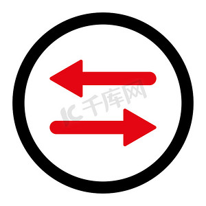 箭头交换扁平密集的红色和黑色圆形光栅图标