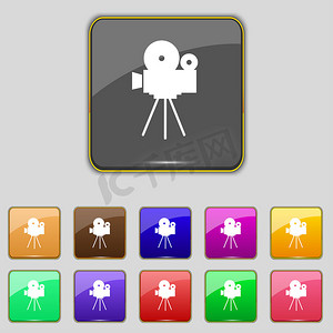 月份icon摄影照片_摄像机标志 icon.content 按钮。