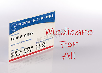 白色背景下所有美国公民的美国医疗保险健康保险卡