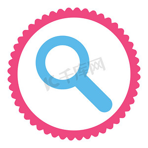 圆形流程表摄影照片_搜索扁平的粉色和蓝色圆形邮票图标