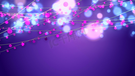 圣诞led灯串摄影照片_闪闪发光的粉红色圣诞串的动画