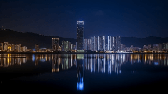 夜景房子摄影照片_深圳罗湖城市建筑夜景