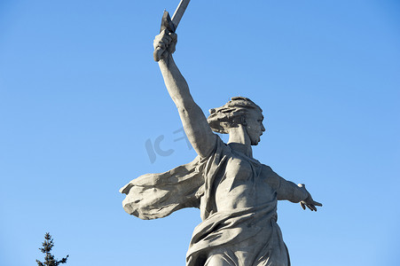 俄罗斯伏尔加格勒 — 1 月 15 日：二战祖国纪念碑在马马耶夫山上拜访