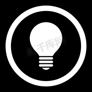 电灯泡平面白色圆形光栅图标