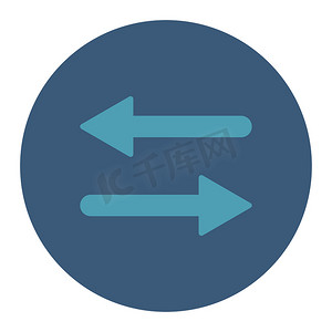 箭头交换水平扁平青色和蓝色圆形按钮