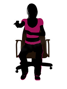 冲击力摄影照片_坐在椅子剪影上的女性锻炼