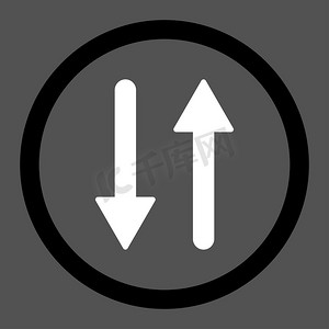 箭头交换垂直平面黑白颜色圆形光栅图标