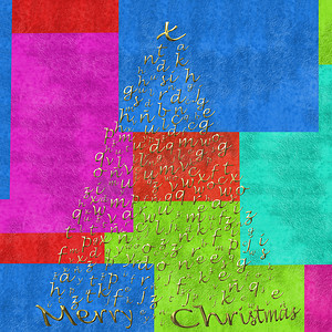 快乐的圣诞贺卡，字母树